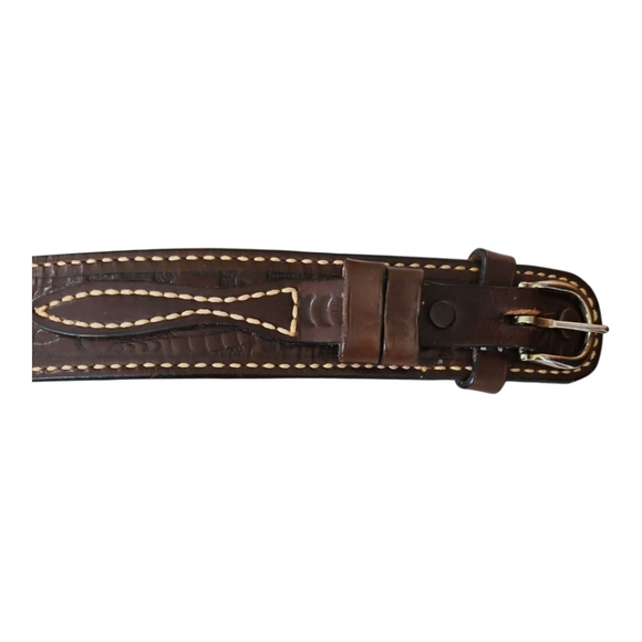 Vintage Justin Hand Tooled Leather Belt - Picture 4 of 9